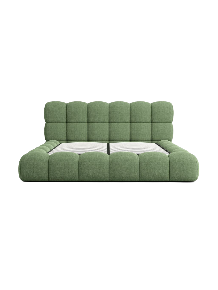 
Design Polsterbett „Savio“ mit Ablagefach, Webstoff Grün - 140 x 200 cm
