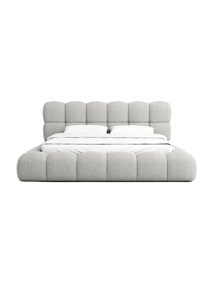 
Design Polsterbett „Savio“ mit Ablagefach, Webstoff Hellgrau - 140 x 200 cm
