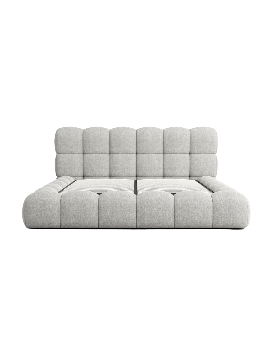 
Design Polsterbett „Savio“ mit Ablagefach, Webstoff Hellgrau - 140 x 200 cm