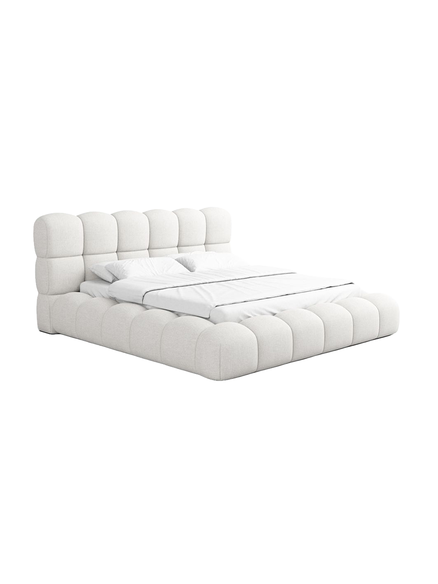 
Design Polsterbett „Savio“ mit Ablagefach, Webstoff Weiss - 140 x 200 cm