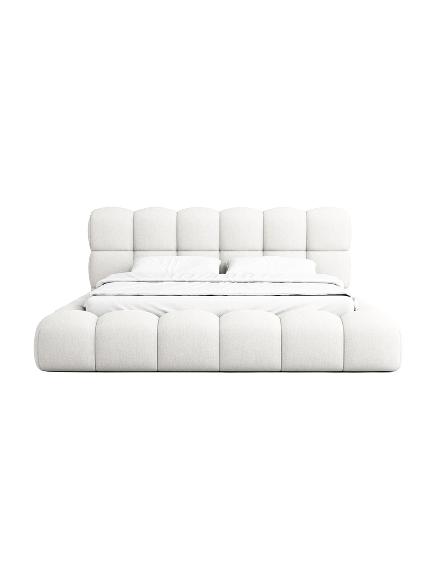 
Design Polsterbett „Savio“ mit Ablagefach, Webstoff Weiss - 140 x 200 cm