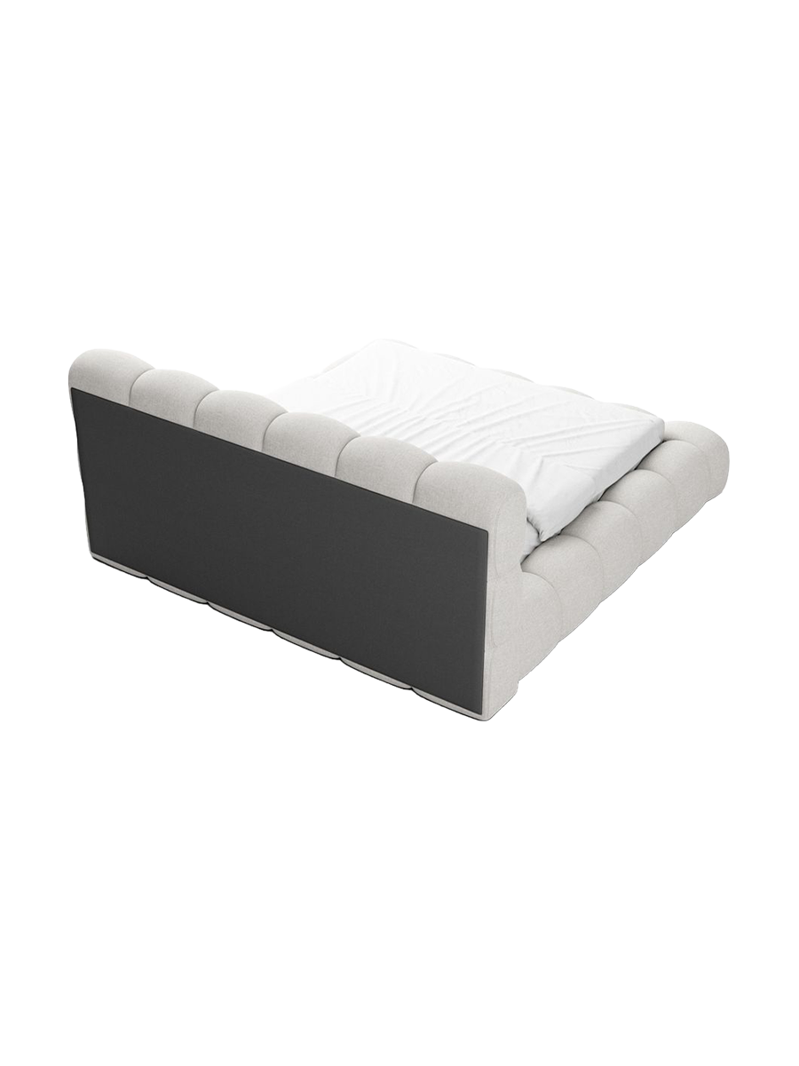 
Design Polsterbett „Savio“ mit Ablagefach, Webstoff Weiss - 140 x 200 cm