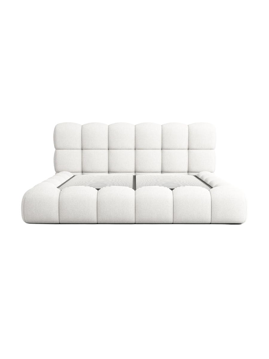 
Design Polsterbett „Savio“ mit Ablagefach, Webstoff Weiss - 140 x 200 cm