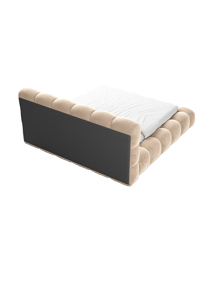
Design Polsterbett „Savio“ mit Ablagefach, Samt Beige - 140 x 200 cm