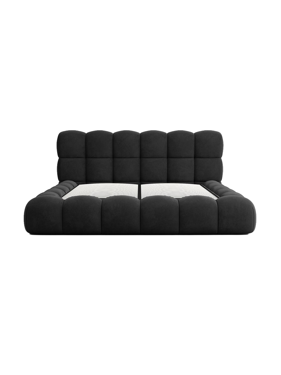 
Design Polsterbett „Savio“ mit Ablagefach, Samt Schwarz - 140 x 200 cm