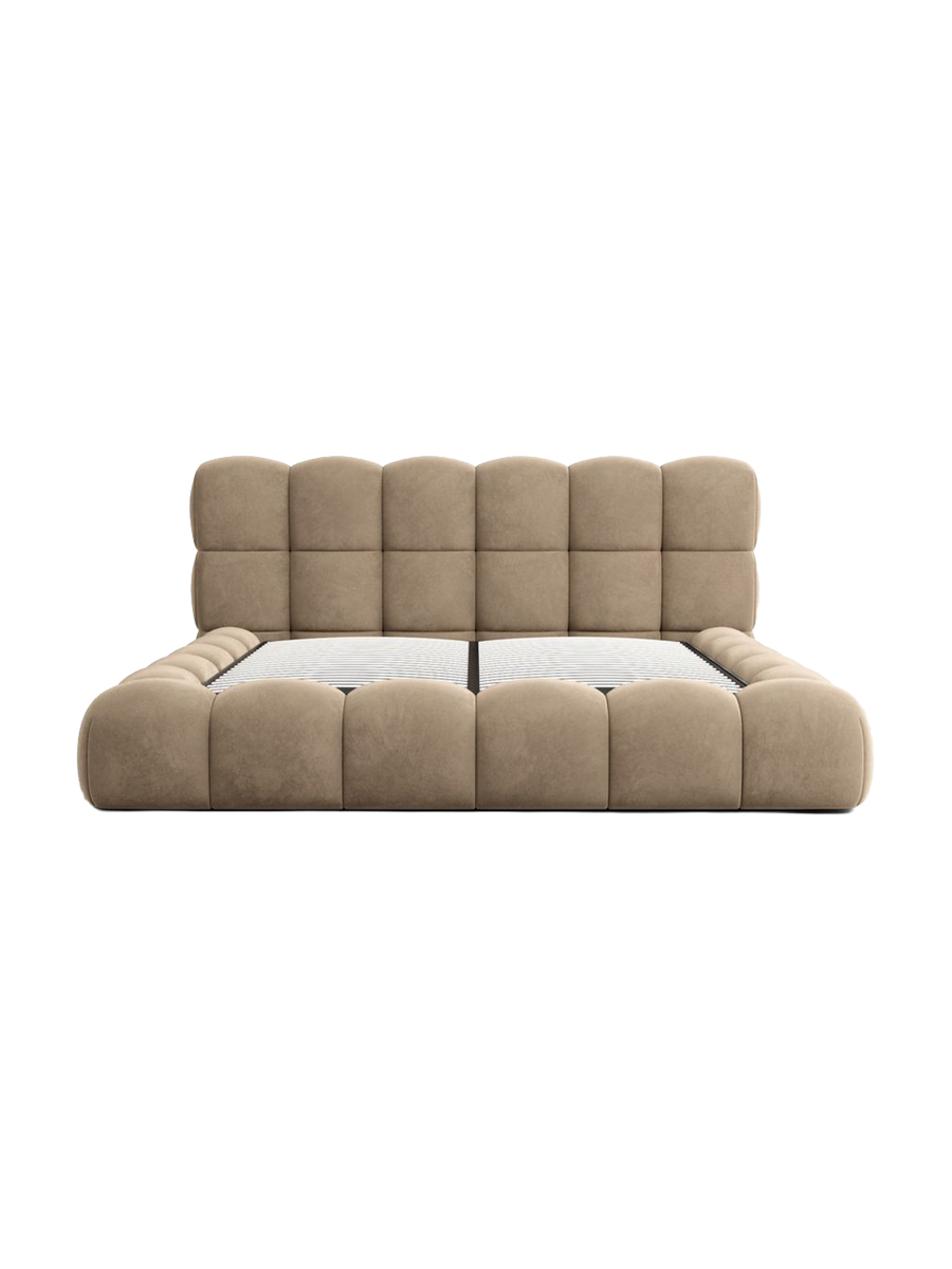 
Design Polsterbett „Savio“ mit Ablagefach, Samt Braun - 140 x 200 cm