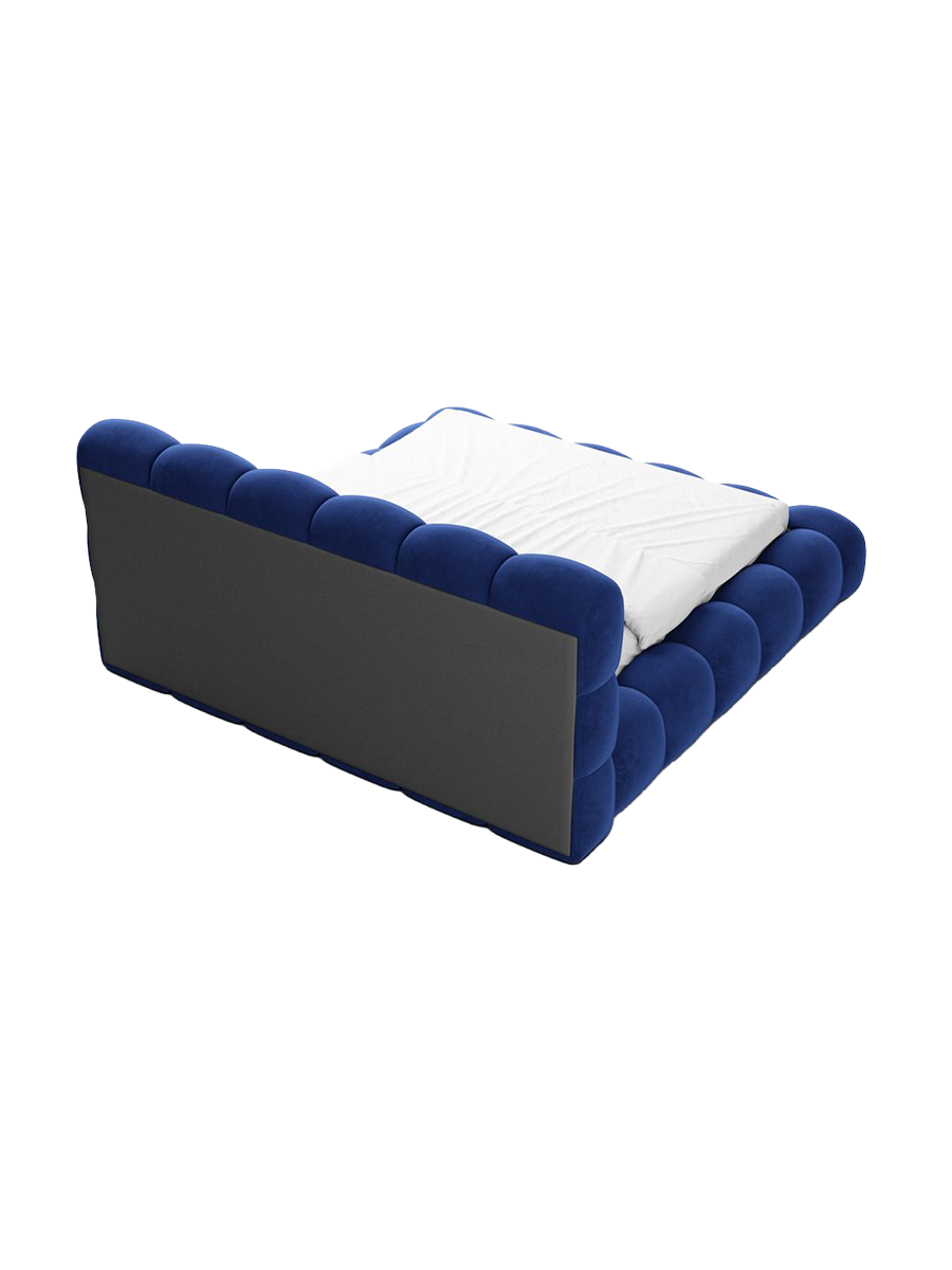 
Design Polsterbett „Savio“ mit Ablagefach, Samt Blau - 140 x 200 cm