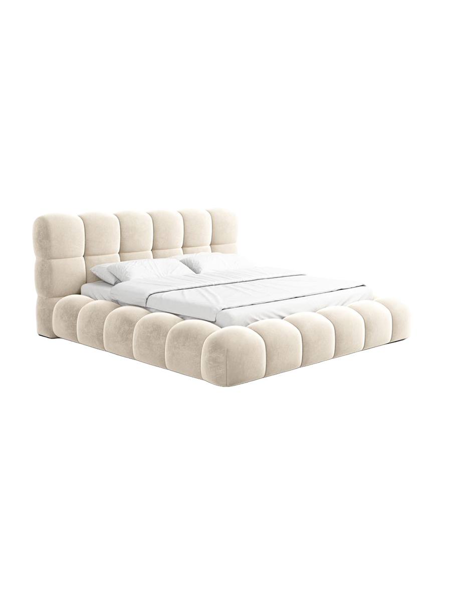 
Design Polsterbett „Savio“ mit Ablagefach, Samt Cream - 140 x 200 cm