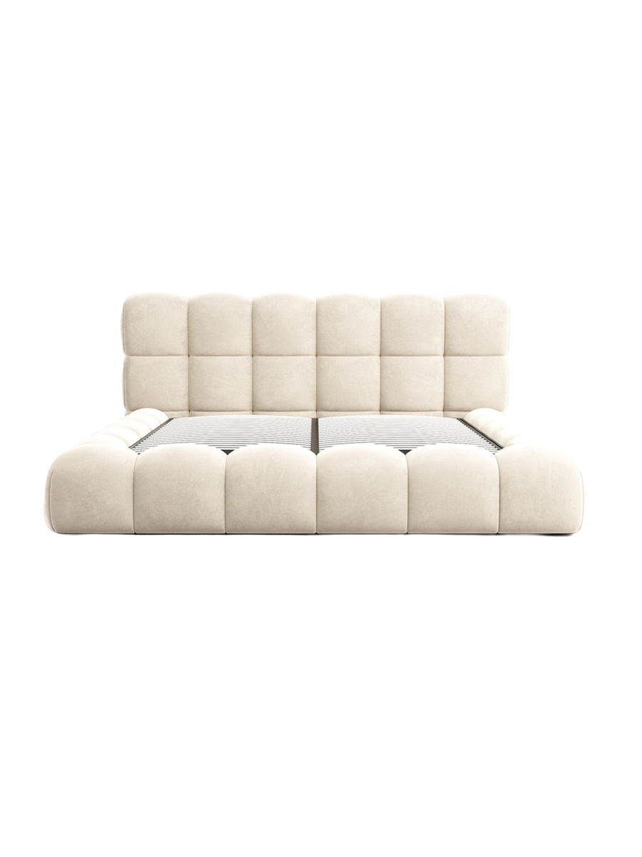 
Design Polsterbett „Savio“ mit Ablagefach, Samt Cream - 140 x 200 cm