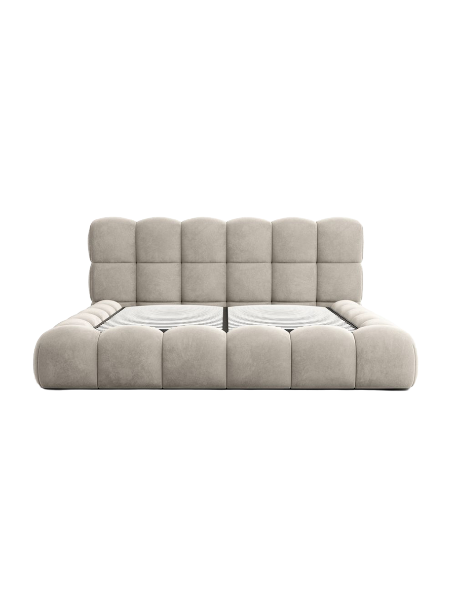 
Design Polsterbett „Savio“ mit Ablagefach, Samt Beige dunkel - 140 x 200 cm