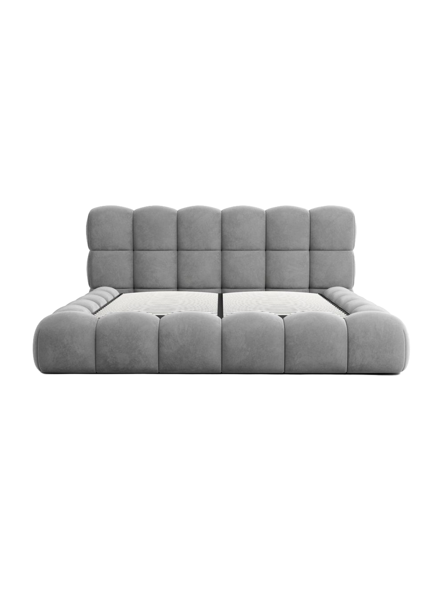 
Design Polsterbett „Savio“ mit Ablagefach, Samt Dunkelblau - 140 x 200 cm