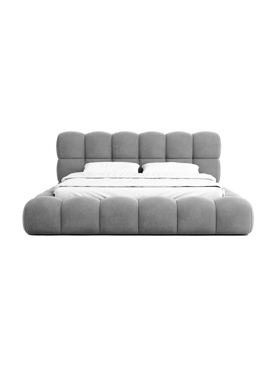 
Design Polsterbett „Savio“ mit Ablagefach, Samt Grau - 140 x 200 cm