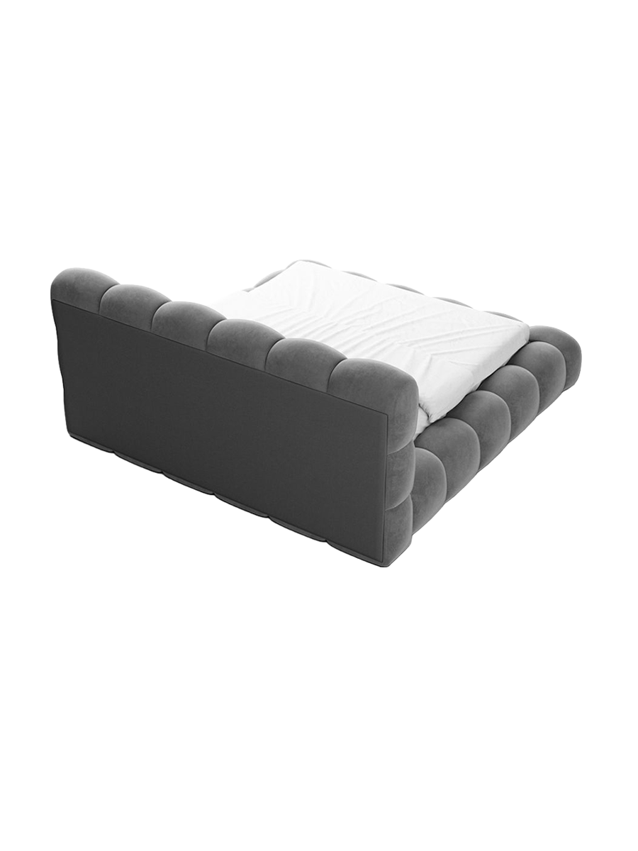 
Design Polsterbett „Savio“ mit Ablagefach, Samt Grau - 140 x 200 cm