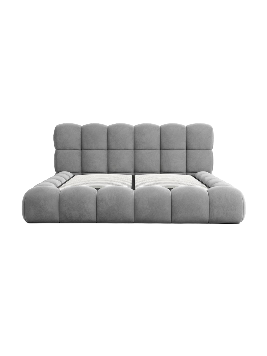 
Design Polsterbett „Savio“ mit Ablagefach, Samt Grau - 140 x 200 cm
