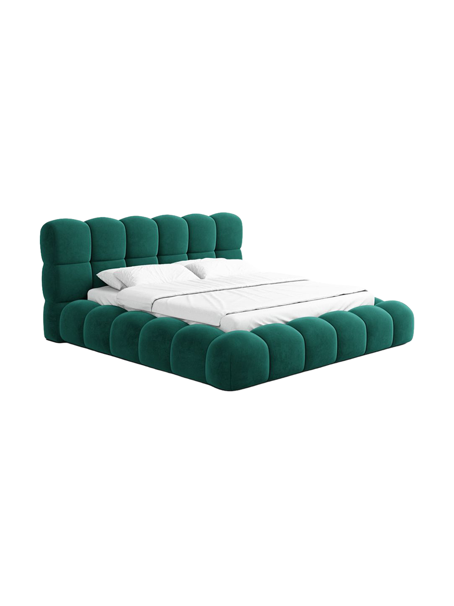 
Design Polsterbett „Savio“ mit Ablagefach, Samt Grün - 140 x 200 cm