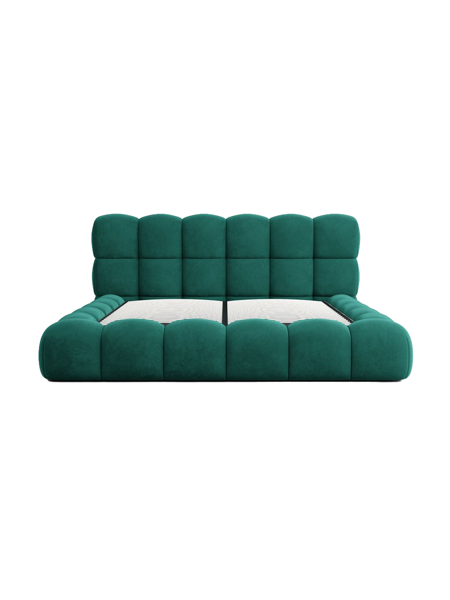 
Design Polsterbett „Savio“ mit Ablagefach, Samt Grün - 140 x 200 cm
