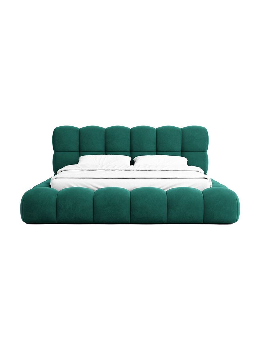 
Design Polsterbett „Savio“ mit Ablagefach, Samt Grün - 140 x 200 cm