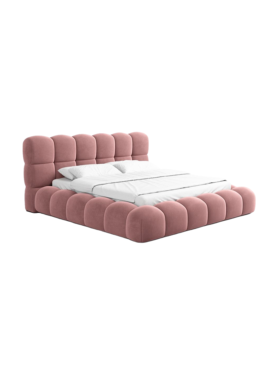 
Design Polsterbett „Savio“ mit Ablagefach, Samt Lachsrosa - 140 x 200 cm