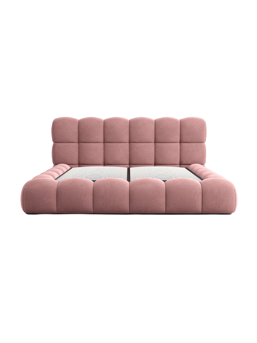 
Design Polsterbett „Savio“ mit Ablagefach, Samt Lachsrosa - 140 x 200 cm
