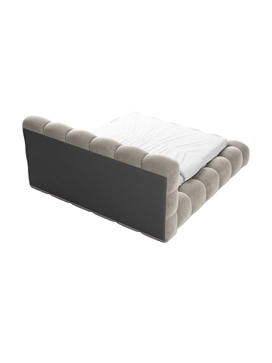
Design Polsterbett „Savio“ mit Ablagefach, Samt Sand - 140 x 200 cm