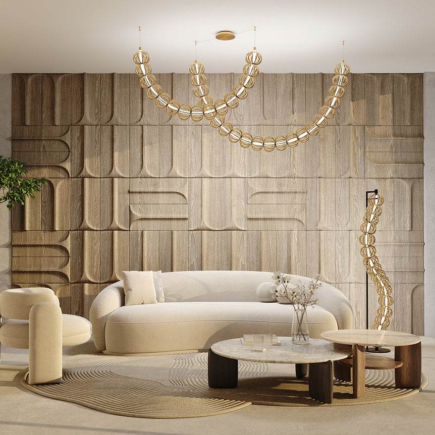 
Lampada da terra di design a LED „Golden Cage“