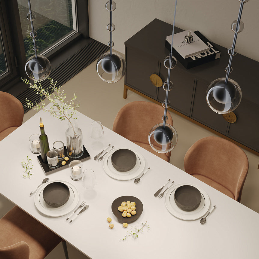 
Lampada a sospensione di design “Ros” - Nero, Trasparente