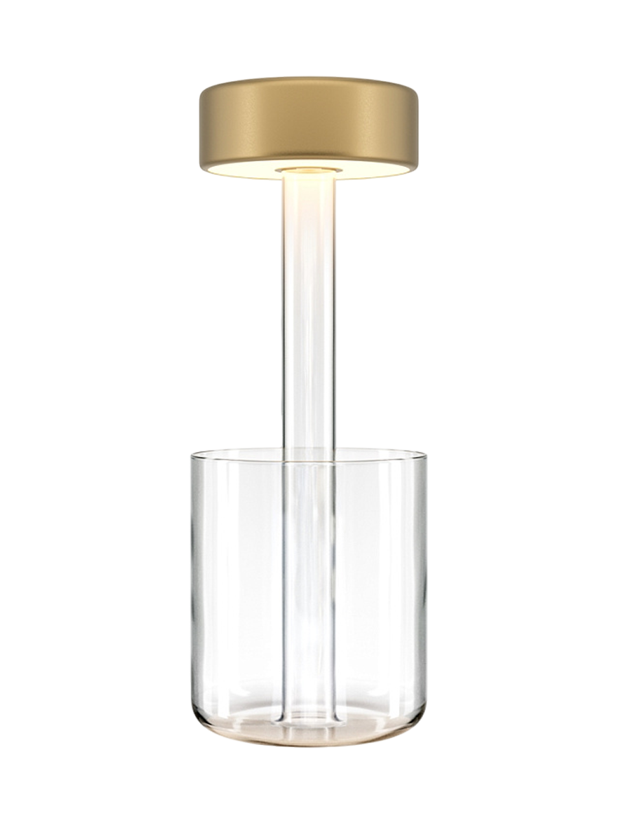 
Lampada da tavolo portatile a LED a batteria “Al Collaboration” - Oro/Trasparente