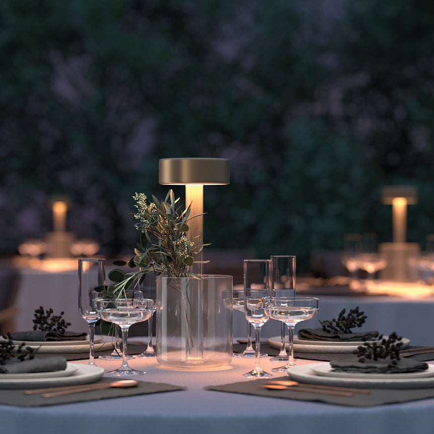 
Lampada da tavolo portatile a LED a batteria “Al Collaboration” - Oro/Trasparente