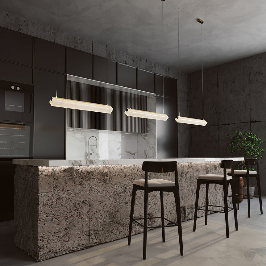 
Lampada a sospensione di design a LED “Petra” con fessura luminosa in marmo