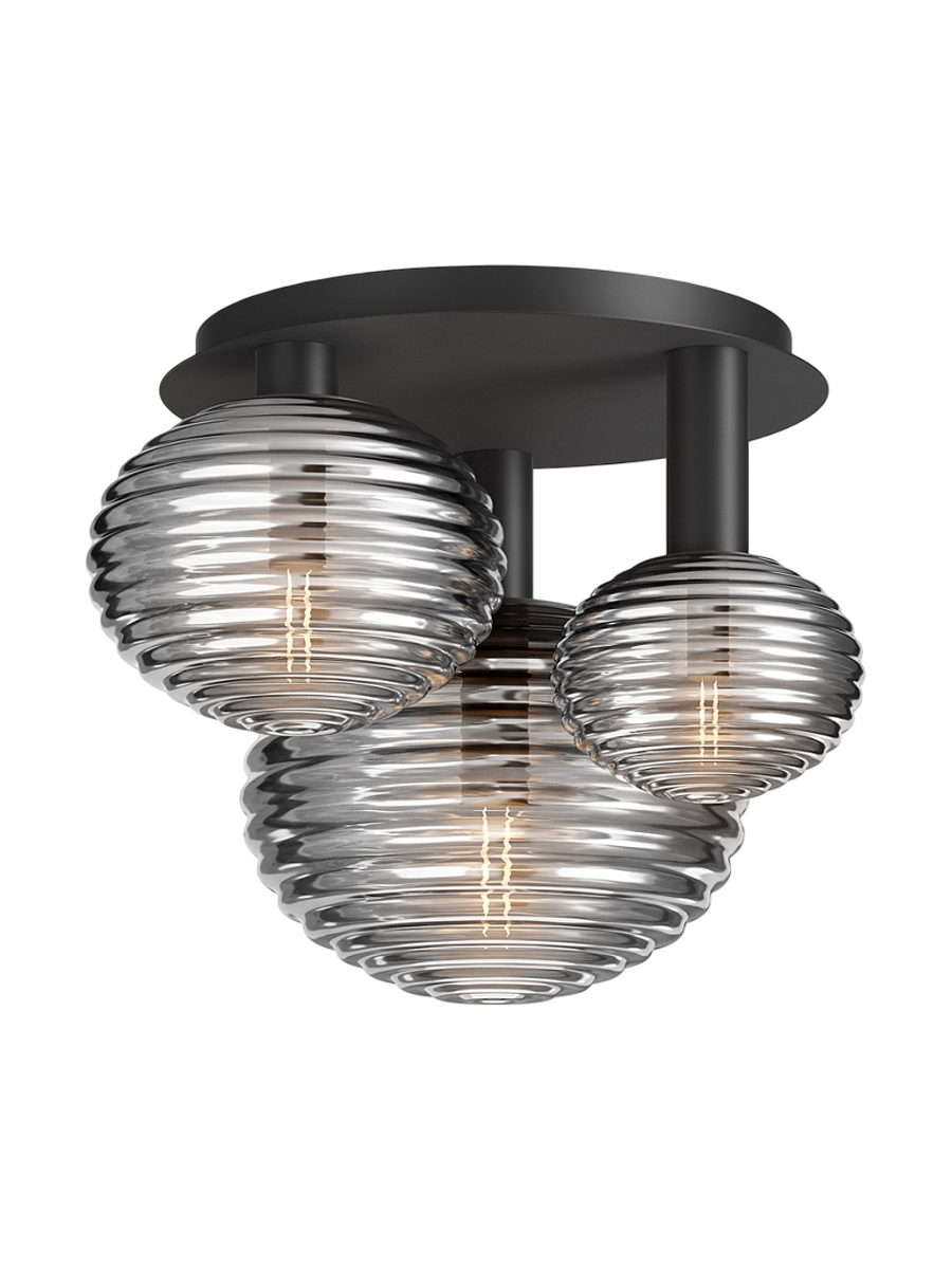 
Designer Ceiling Lamp "Reels" 3-Bulb - Black