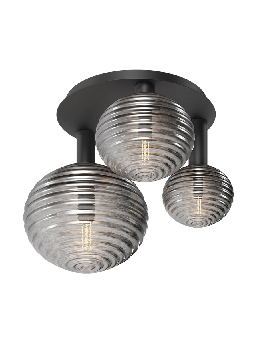 
Designer Ceiling Lamp "Reels" 3-Bulb - Black