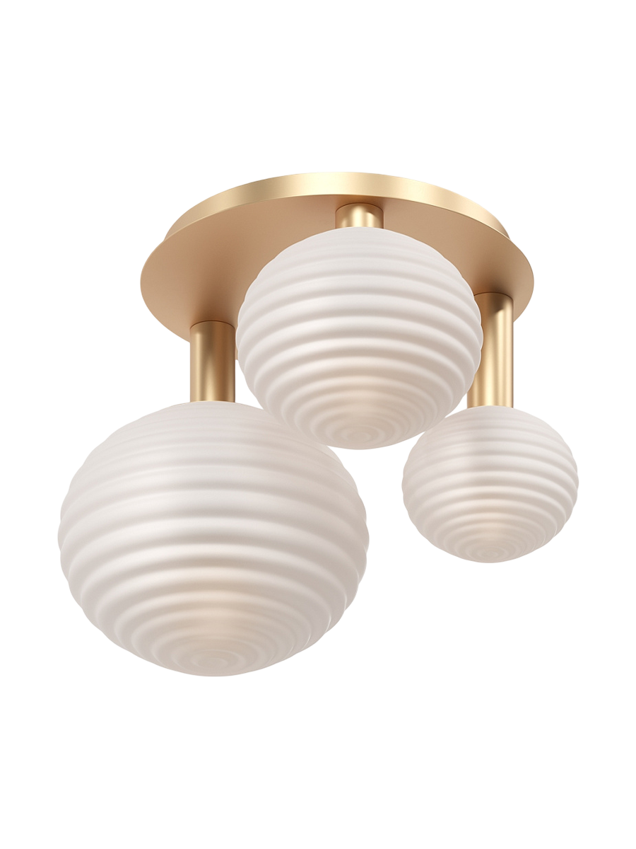 
Designer Ceiling Lamp "Reels" 3-Bulb - White,Gold