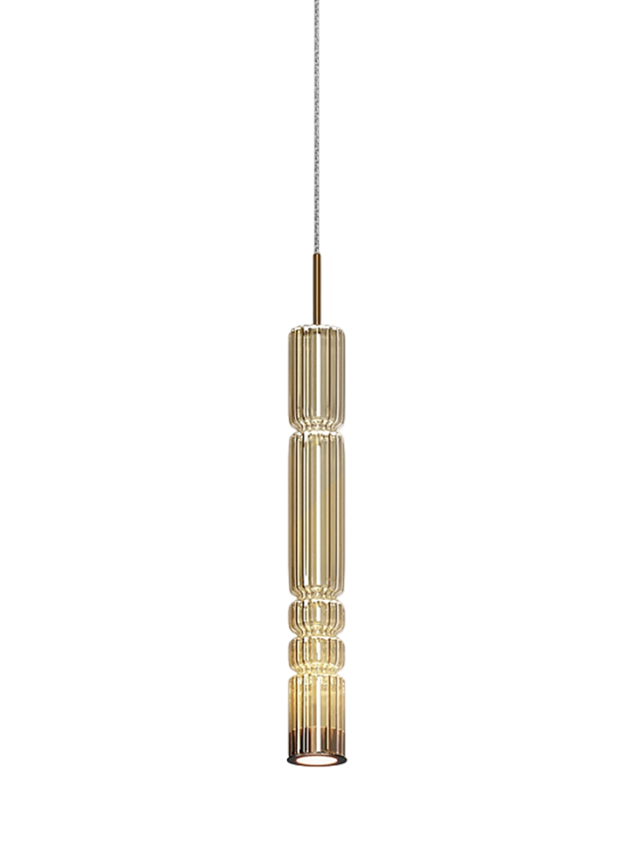 
Long LED Design Pendant Lamp "Ordo" - Brass