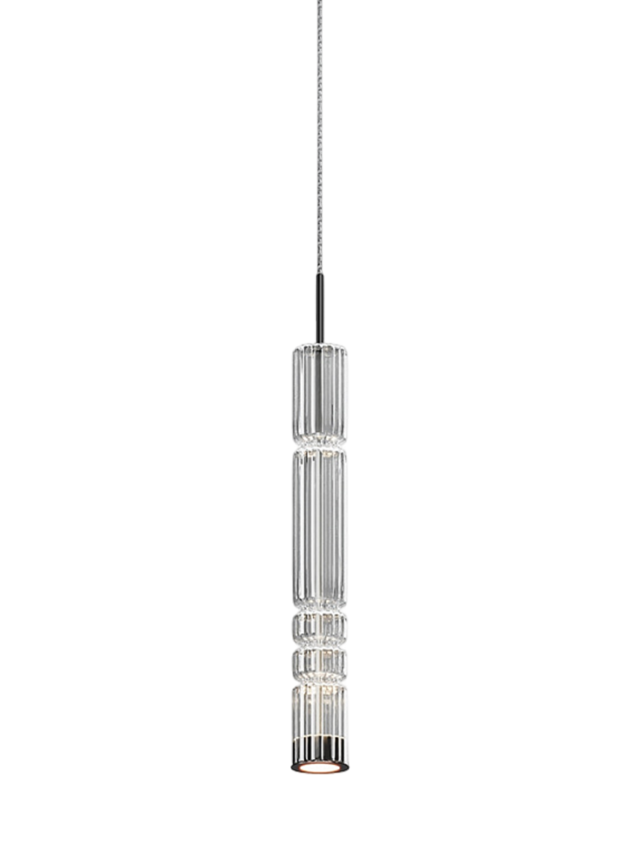 
Long LED Design Pendant Lamp "Ordo" - Chrome