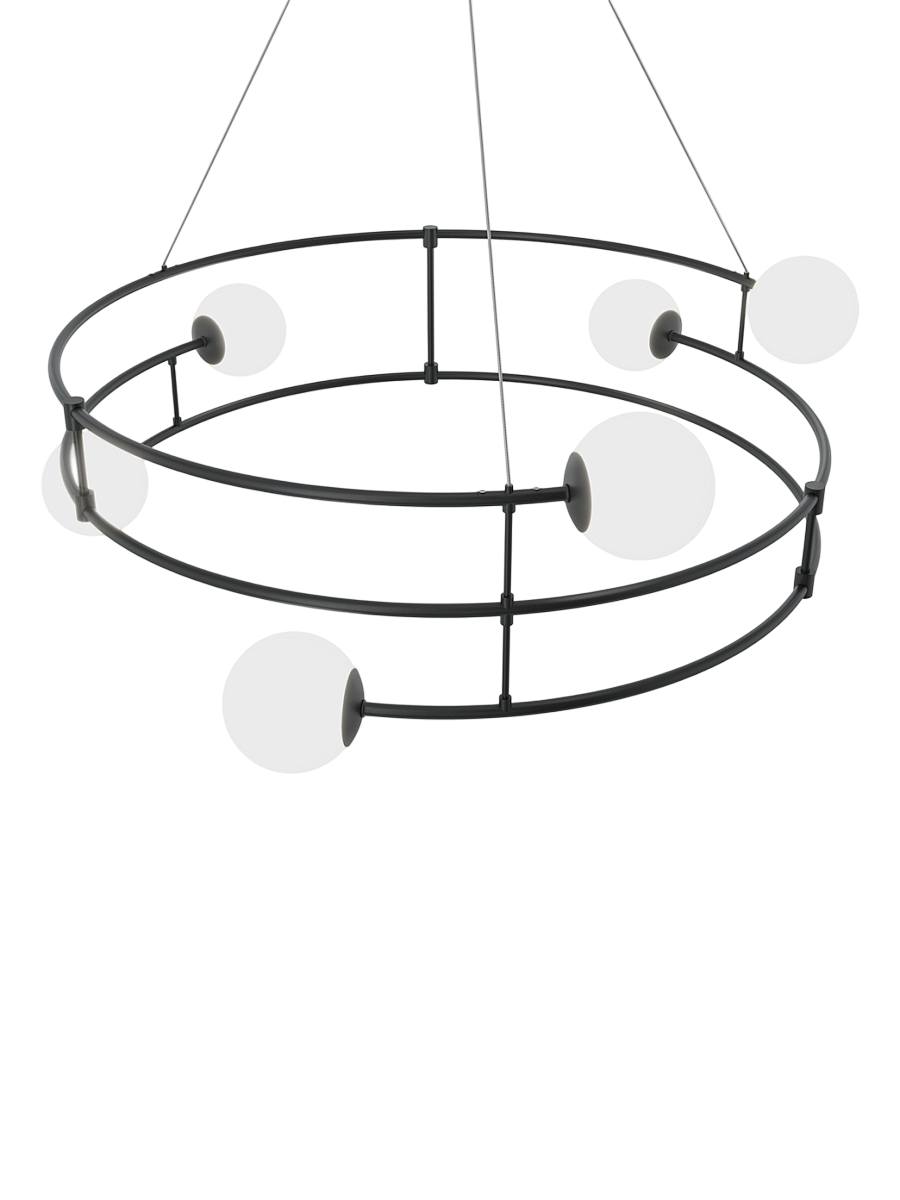 
Grande lampada a sospensione di design “Balance” a 6 luci - Nero, Bianco
