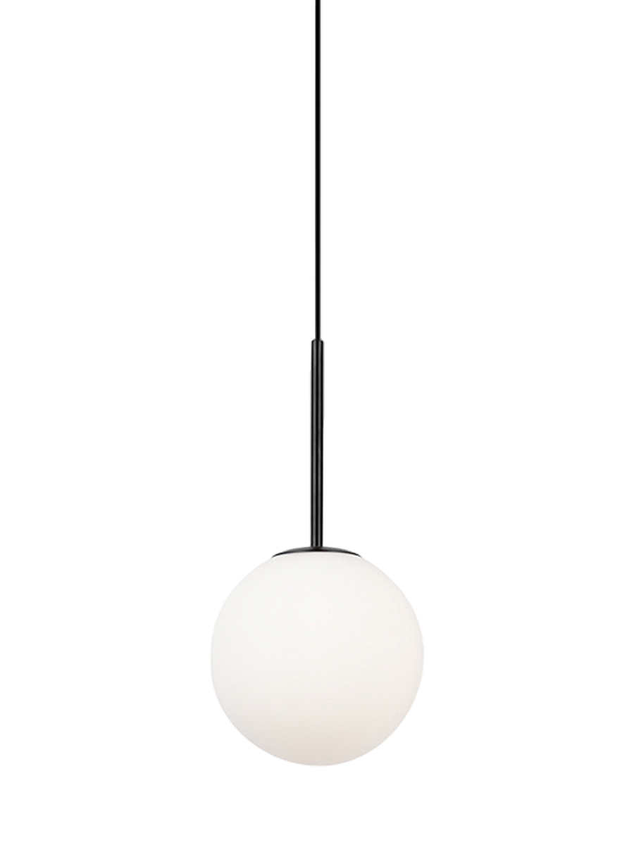 
Lampada a sospensione regolabile in altezza Drop “Basic Form” - Nero/vetro opalino / ø 20cm