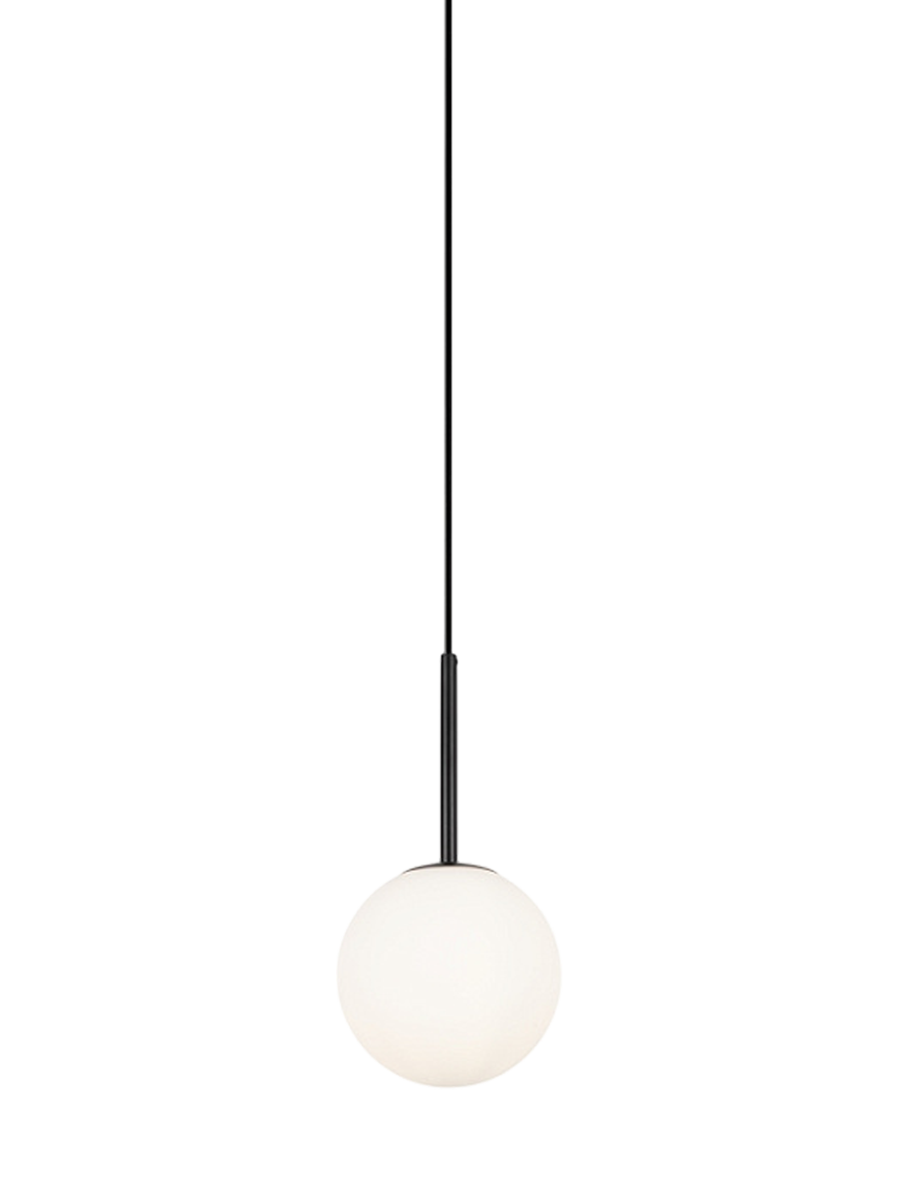 
Lampada a sospensione regolabile in altezza Drop “Basic Form” - Nero/vetro opalino / ø 15cm