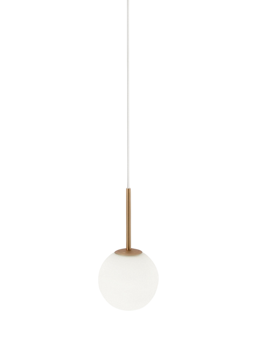
Lampada a sospensione regolabile in altezza Drop “Basic Form” - Oro/Vetro opalino / ø 15cm