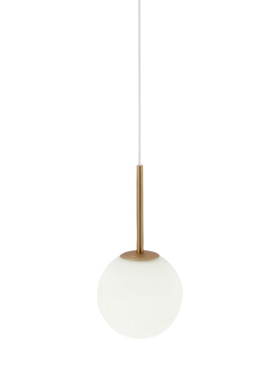 
Lampada a sospensione regolabile in altezza Drop “Basic Form” - Oro/Vetro opalino / ø 18cm