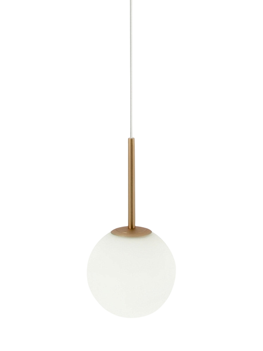 
Lampada a sospensione regolabile in altezza Drop “Basic Form” - Oro/Vetro opalino / ø 20cm