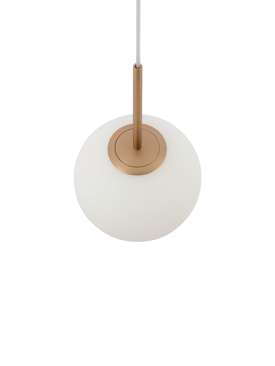 
Lampada a sospensione regolabile in altezza Drop “Basic Form” - Oro/Vetro opalino / ø 20cm