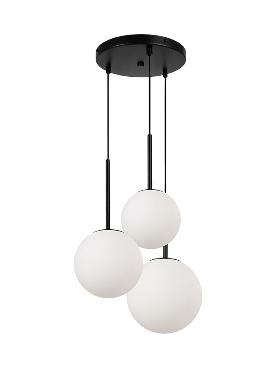 
Lampada a sospensione regolabile in altezza Drop Multi “Basic Form” - Nero/vetro opalino / 3-Fiammeggianti