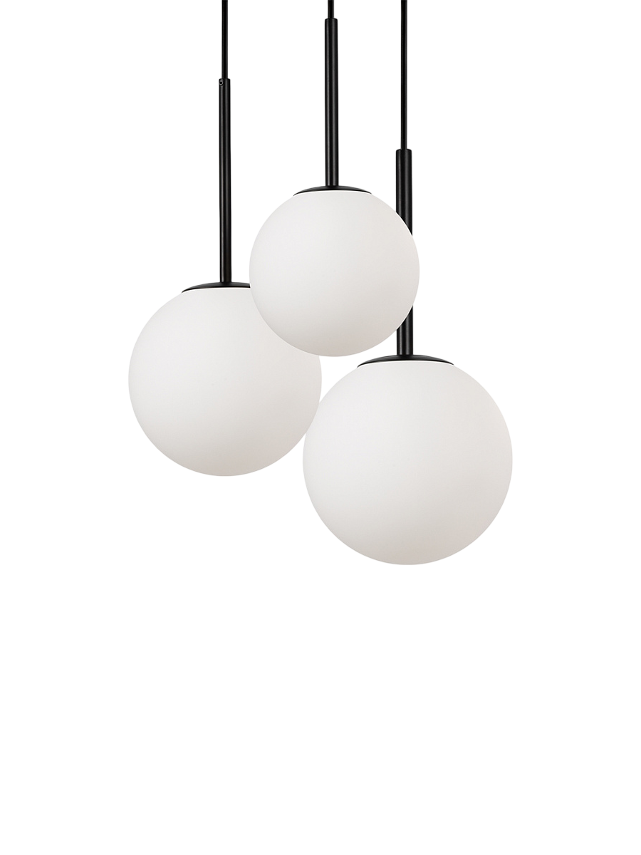 
Lampada a sospensione regolabile in altezza Drop Multi “Basic Form” - Nero/vetro opalino / 3-Fiammeggianti