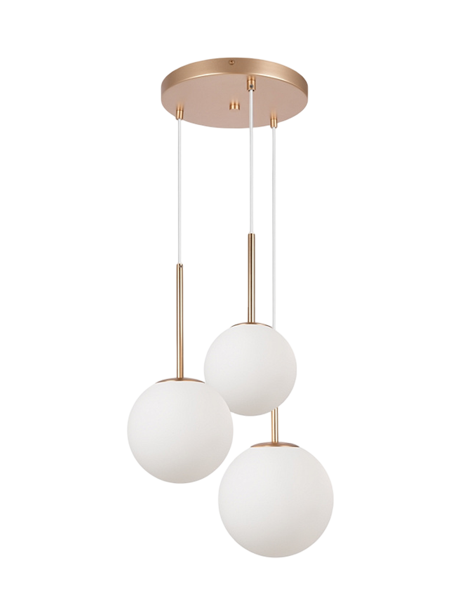 
Lampada a sospensione regolabile in altezza Drop Multi “Basic Form” - Oro/Vetro opalino / 3-Fiammeggianti