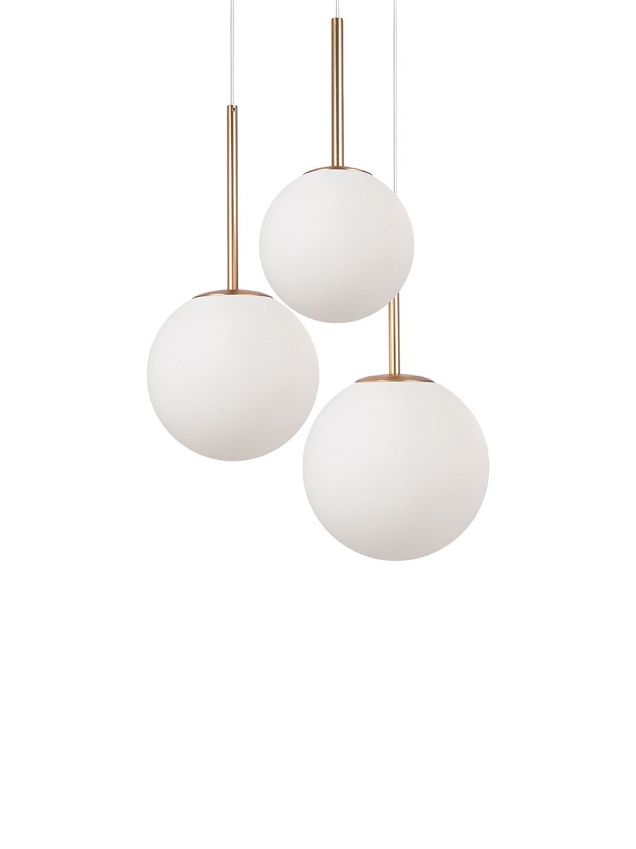 
Lampada a sospensione regolabile in altezza Drop Multi “Basic Form” - Oro/Vetro opalino / 3-Fiammeggianti