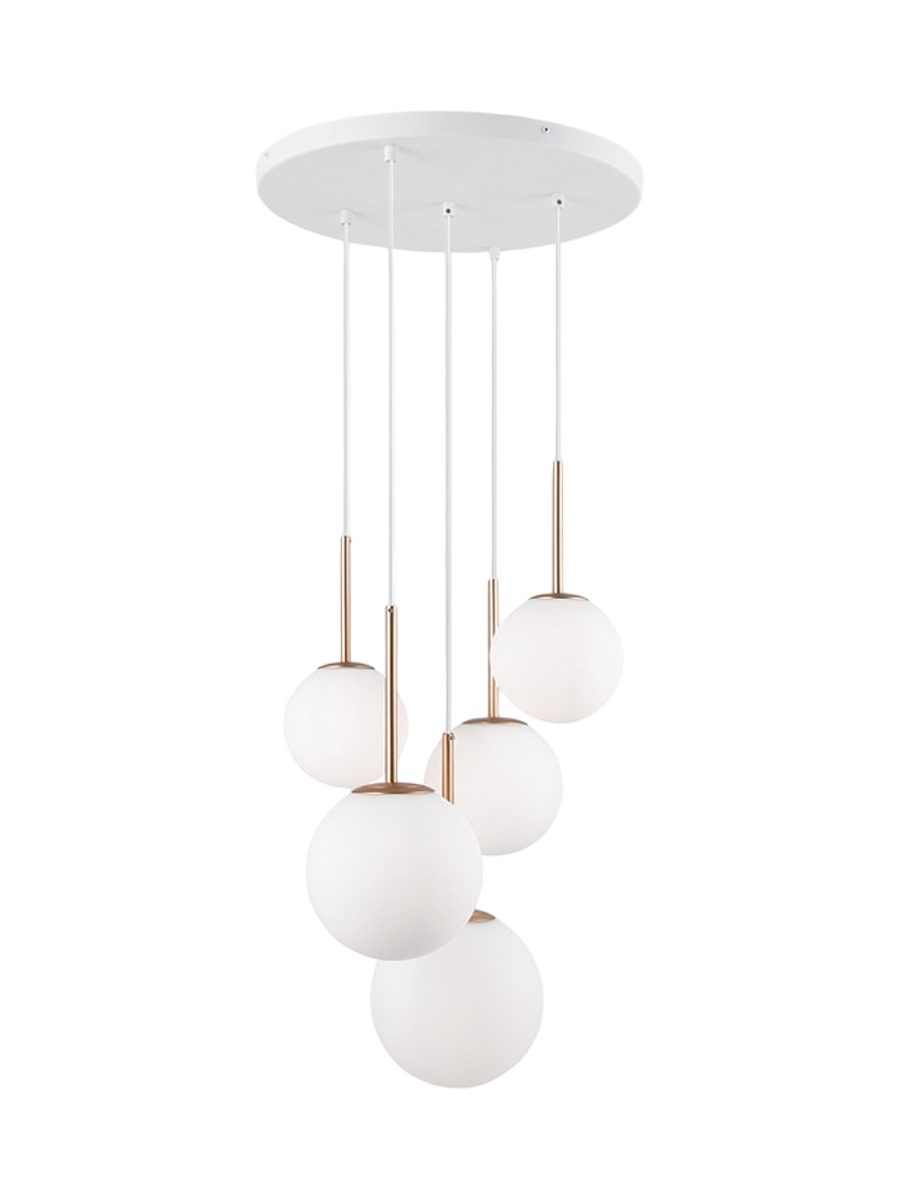 
Lampada a sospensione regolabile in altezza Drop Multi “Basic Form” - Bianco/Oro / A 5 fiamme