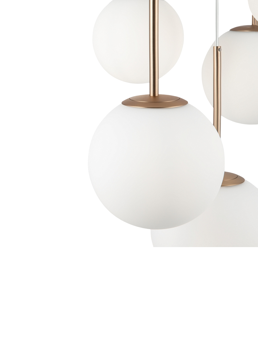 
Lampada a sospensione regolabile in altezza Drop Multi “Basic Form” - Bianco/Oro / A 5 fiamme