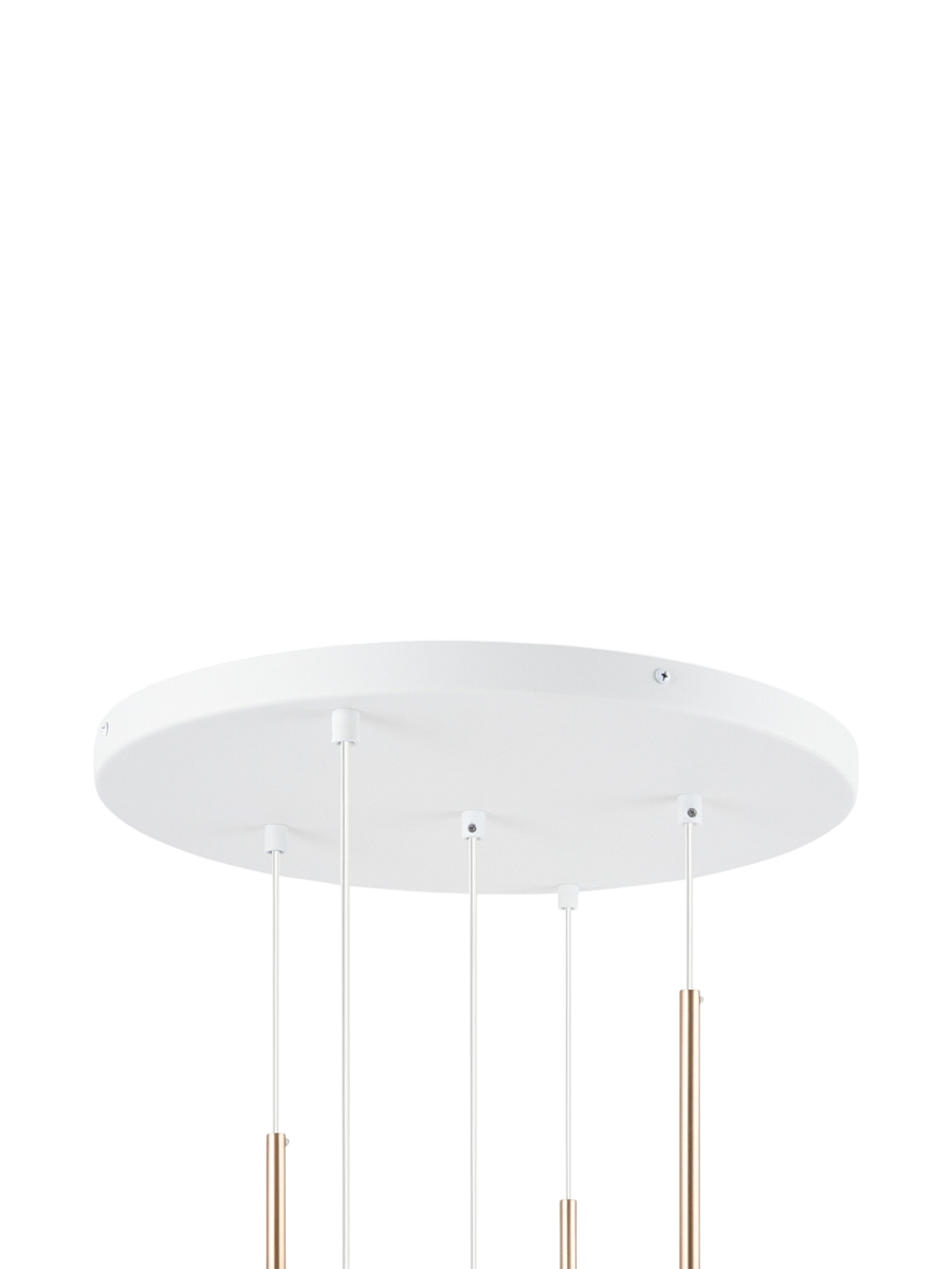 
Lampada a sospensione regolabile in altezza Drop Multi “Basic Form” - Bianco/Oro / A 5 fiamme