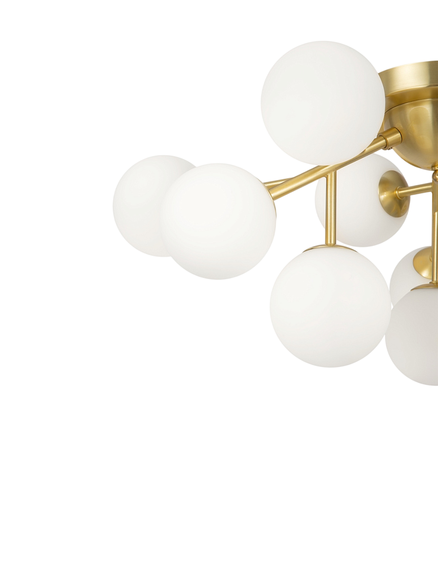 
Mini lampada da soffitto cluster „Dallas“ - Vetro opalino/Ottone