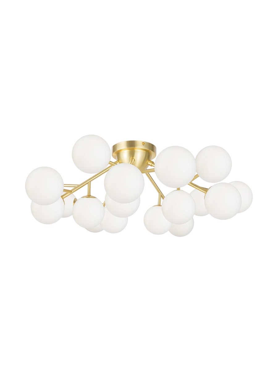 
Cluster Ceiling Light "Dallas" - Opal glass/brass